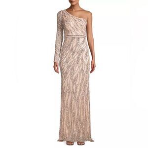 Mac Duggal One-Shoulder fully embellished sequin Sequin Gown dress size 12